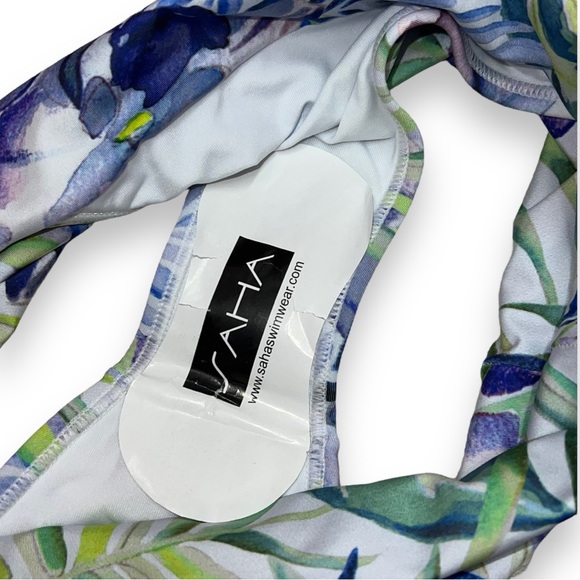 NEW SAHA White/Blue & Purple Floral Foldable High Waist Bikini Bottoms Womens XS - Picture 8 of 12